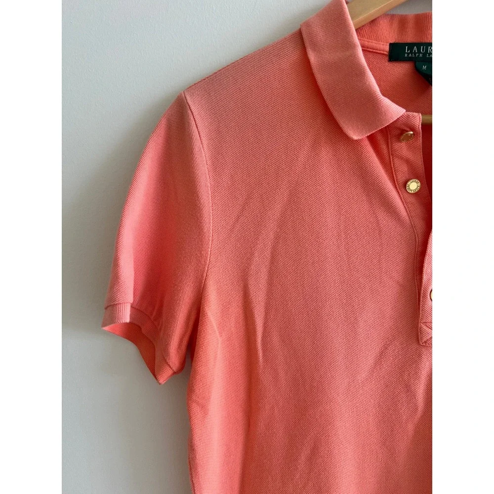 Lauren Ralph Lauren M Coral Piqué Cotton Polo Old Money Preppy Coastal Top - Picture 5 of 9